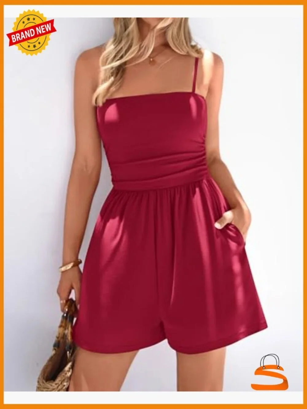 Casual One Piece Shorts Jumpsuit Spaghetti Strap Sleeveless Summer Romper